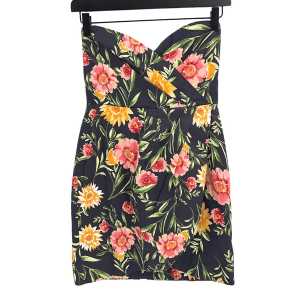 Olivaceous NEW Womens Size Medium Strapless Floral Print Sweetheart Mini Dress - Picture 10 of 10